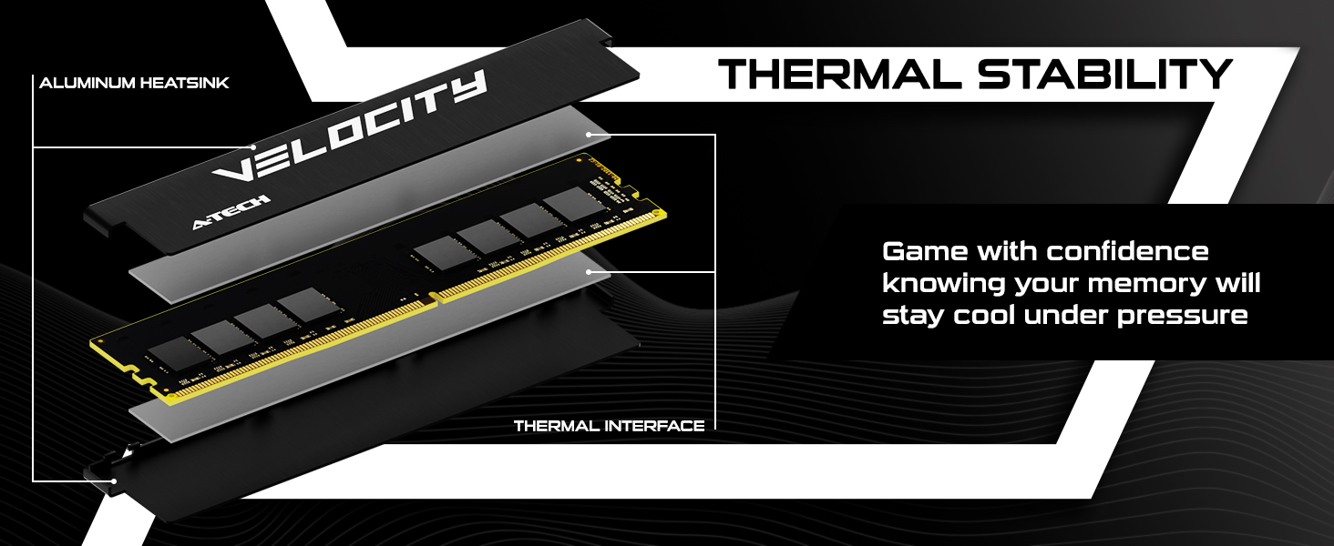 Thermal stability supported by A-Tech Velocity Aluminum Heatsink and Thermal Interfaces