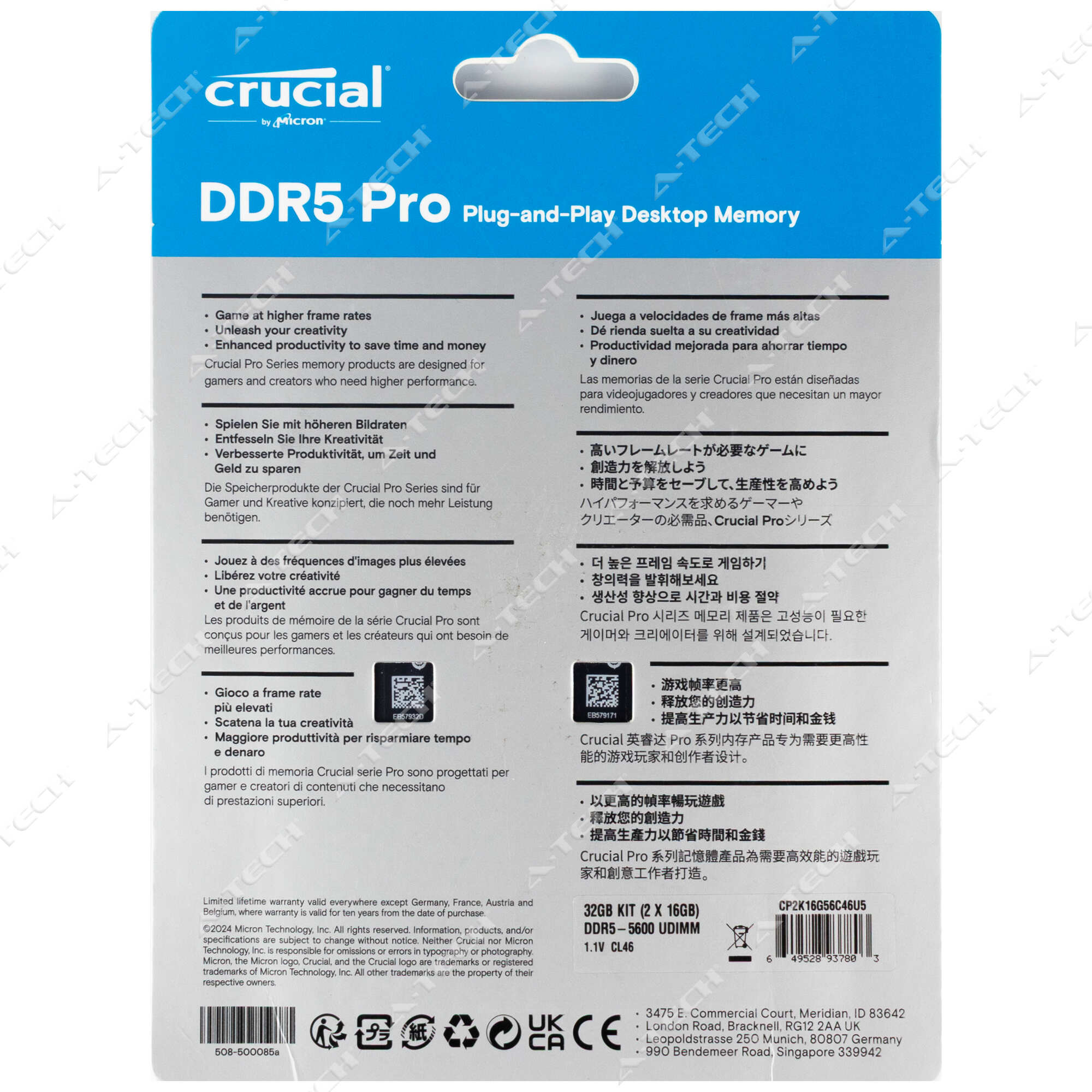 Crucial 32GB 2x16GB PC5-44800 Factory Sealed Desktop Memory RAM