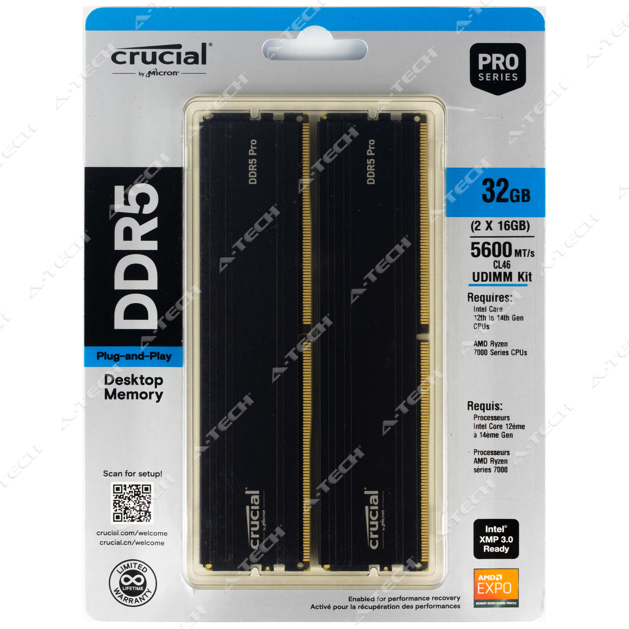 Crucial 32GB 2x16GB PC5-44800 Factory Sealed Desktop Memory RAM