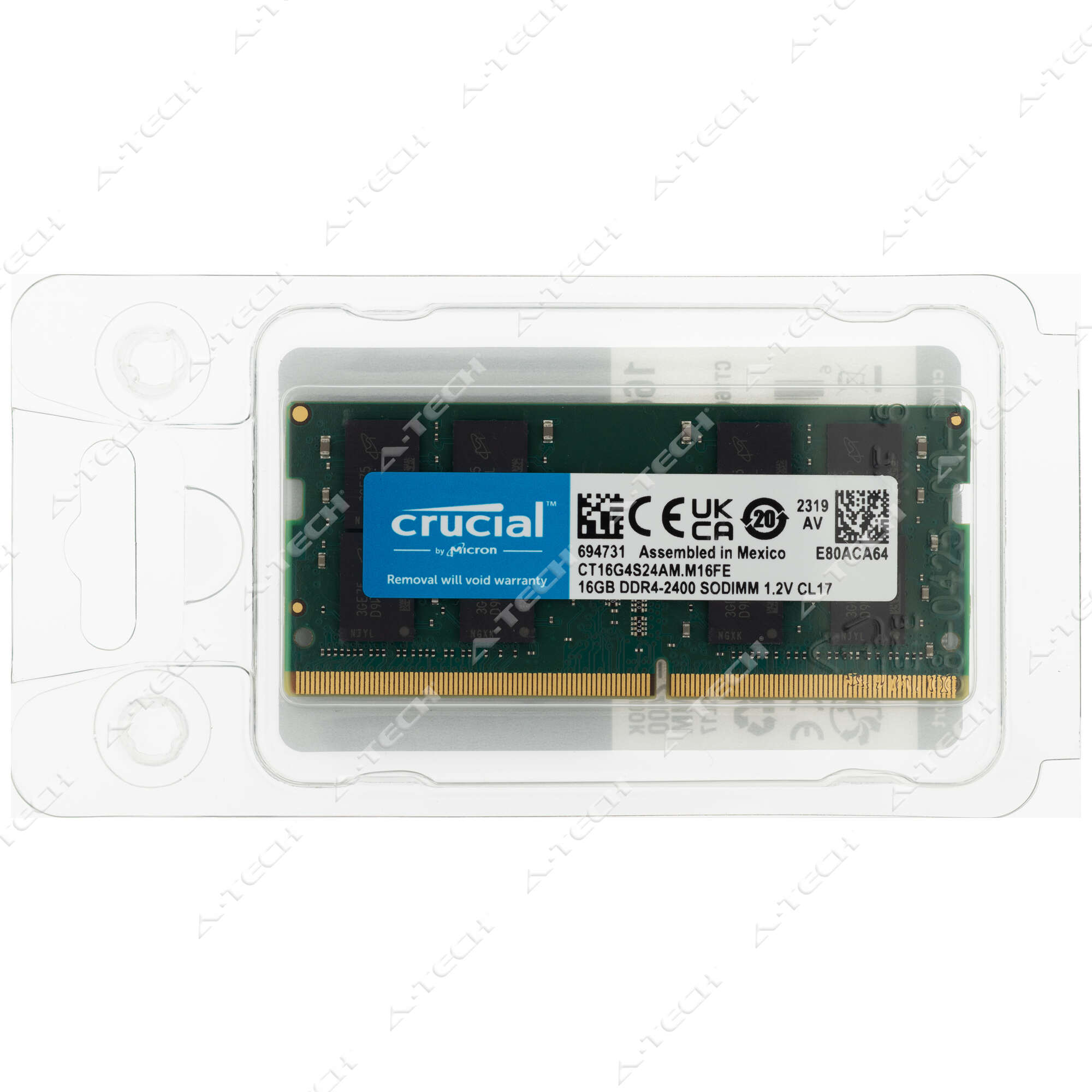 thumbnail image 2 of Crucial 16GB DDR4 PC4-19200 SODIMM Factory Sealed Laptop Memory RAM CT16G4S24AM 2 of 3