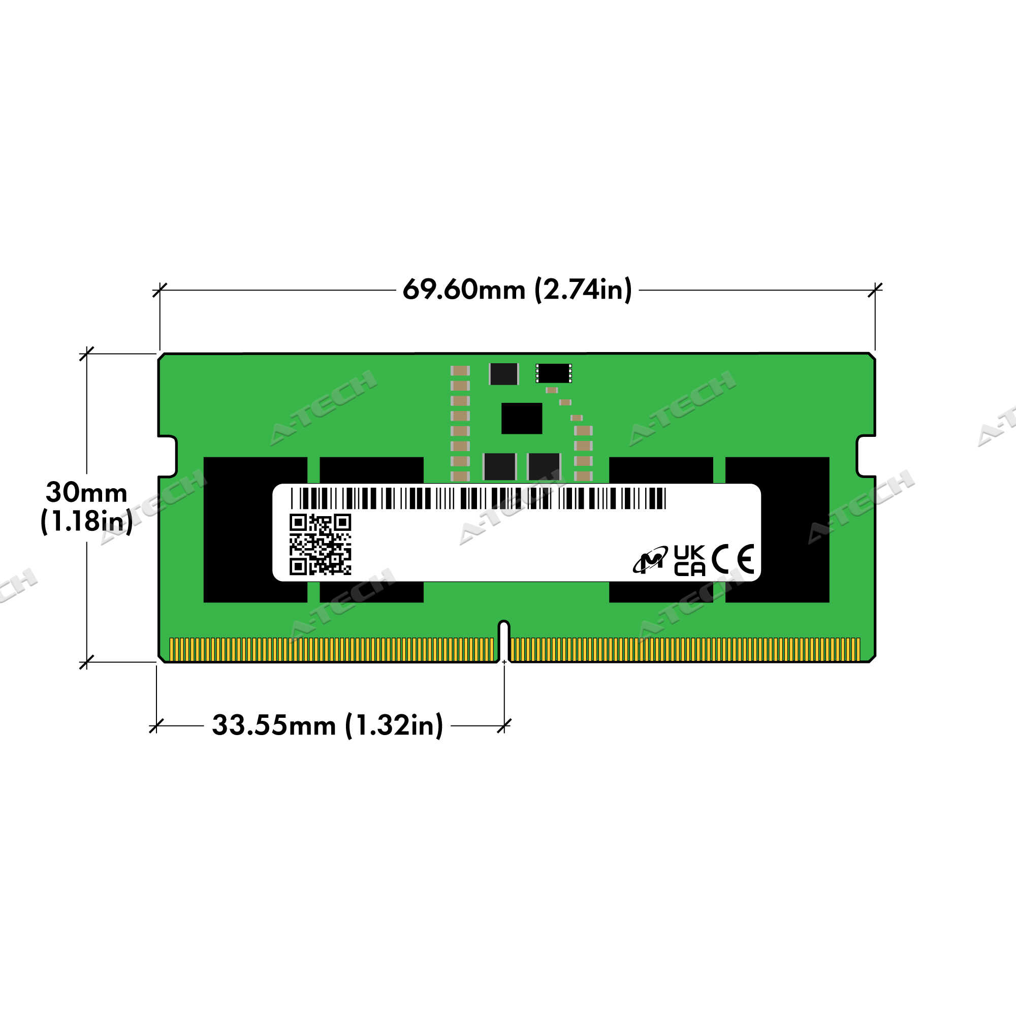 Micron 8GB 1Rx16 PC5-4800 SODIMM DDR5-38400 262-Pin Non-ECC Laptop