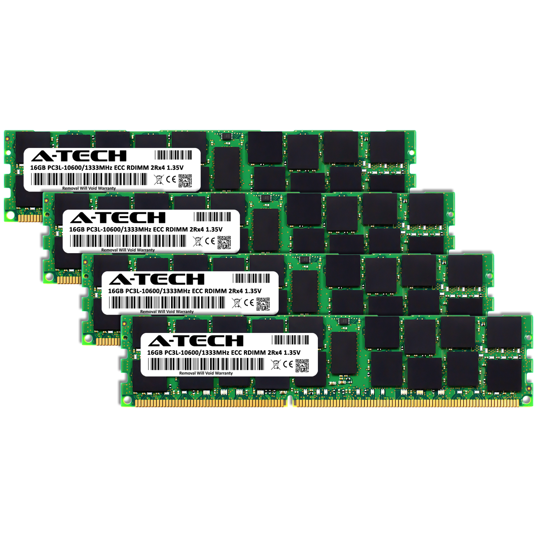 A-Tech 64GB 4x 16GB 2Rx4 PC3-10600R DDR3 1.35V ECC RDIMM REG