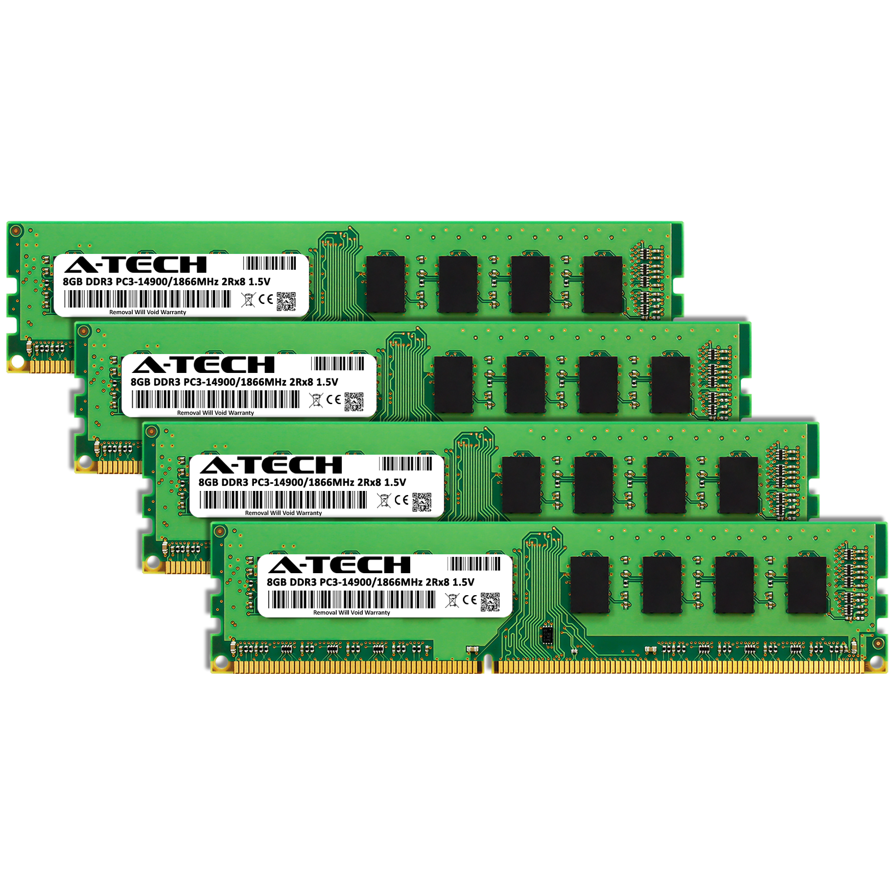 A-Tech 32GB (4 x 8GB) PC3-14900 Desktop DDR3 1866 MHz DIMM Memory