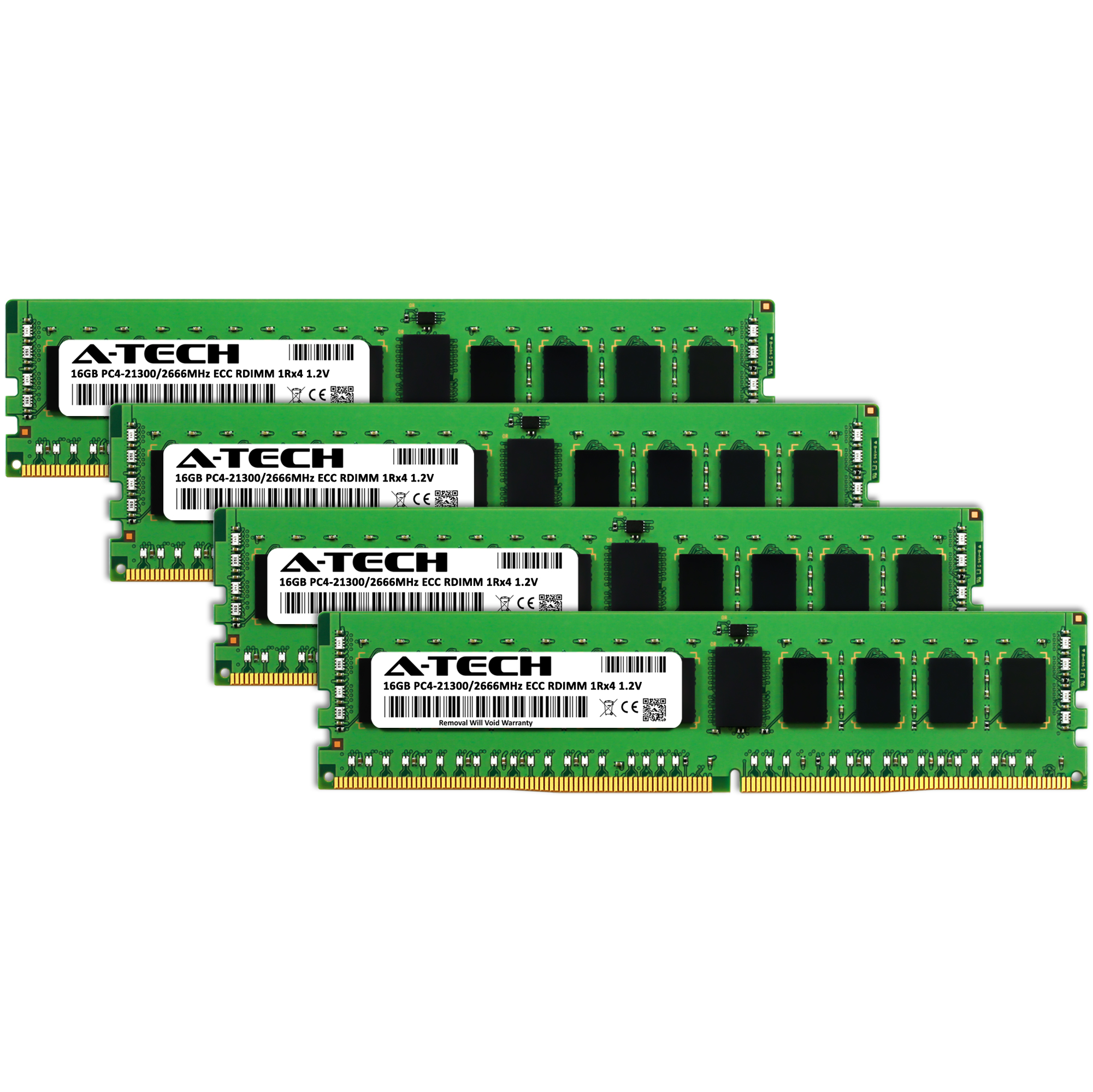A-Tech 64GB 4x 16GB 1Rx4 PC4-21300R DDR4 2666MHz ECC REG RDIMM