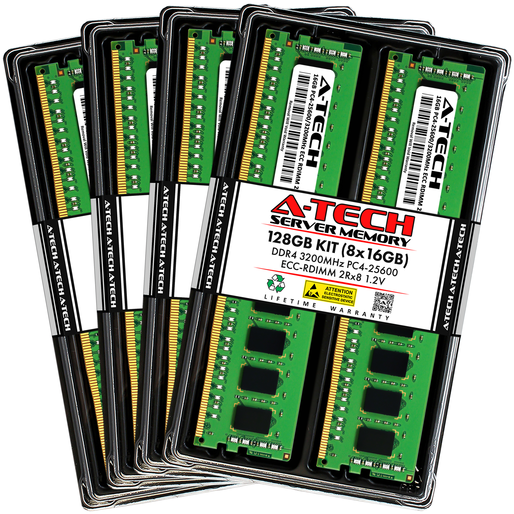 A-Tech 128GB 8x 16GB 2Rx8 PC4-25600R DDR4 3200 ECC REG RDIMM