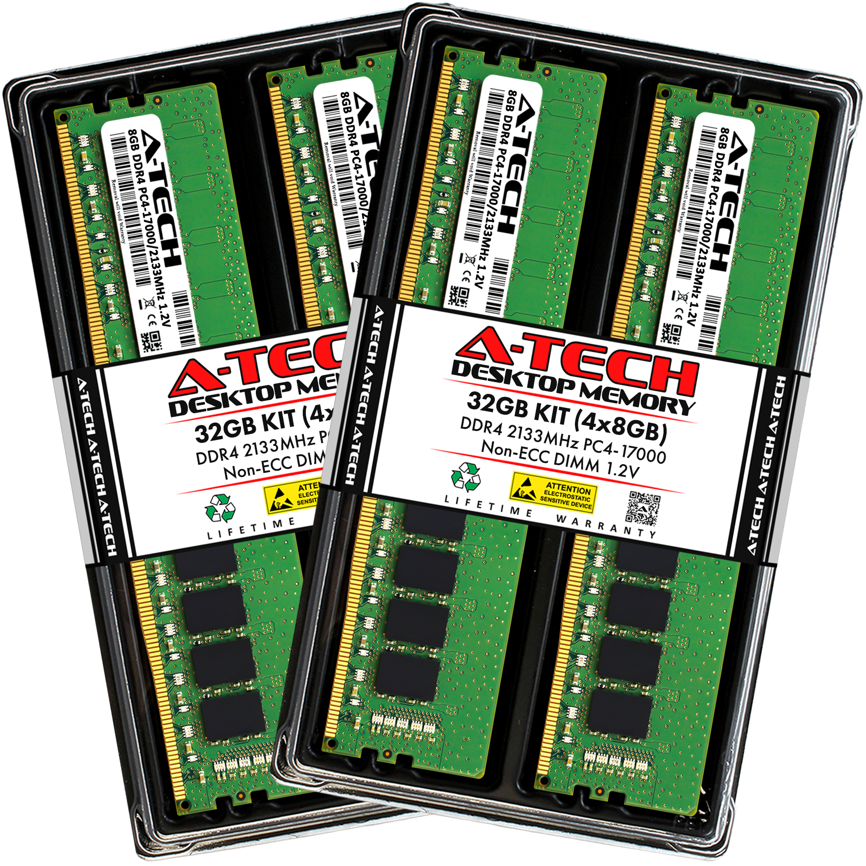 A-Tech 32GB 4x 8GB DDR4 2133 PC4-17000 Desktop 288-Pin DIMM Memory