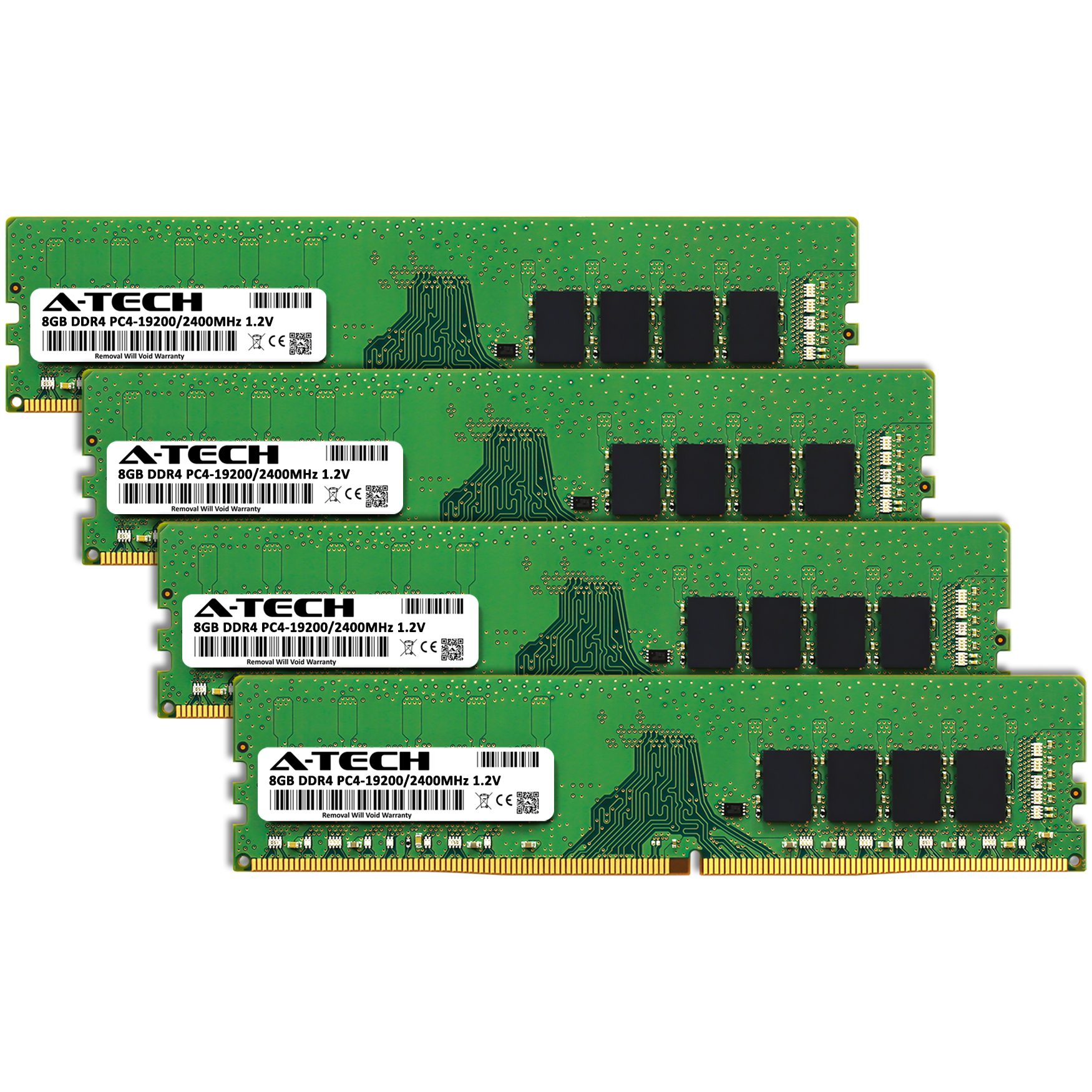 A-Tech 32GB 4x 8GB DDR4 2400 PC4-19200 Desktop 288-Pin DIMM Memory