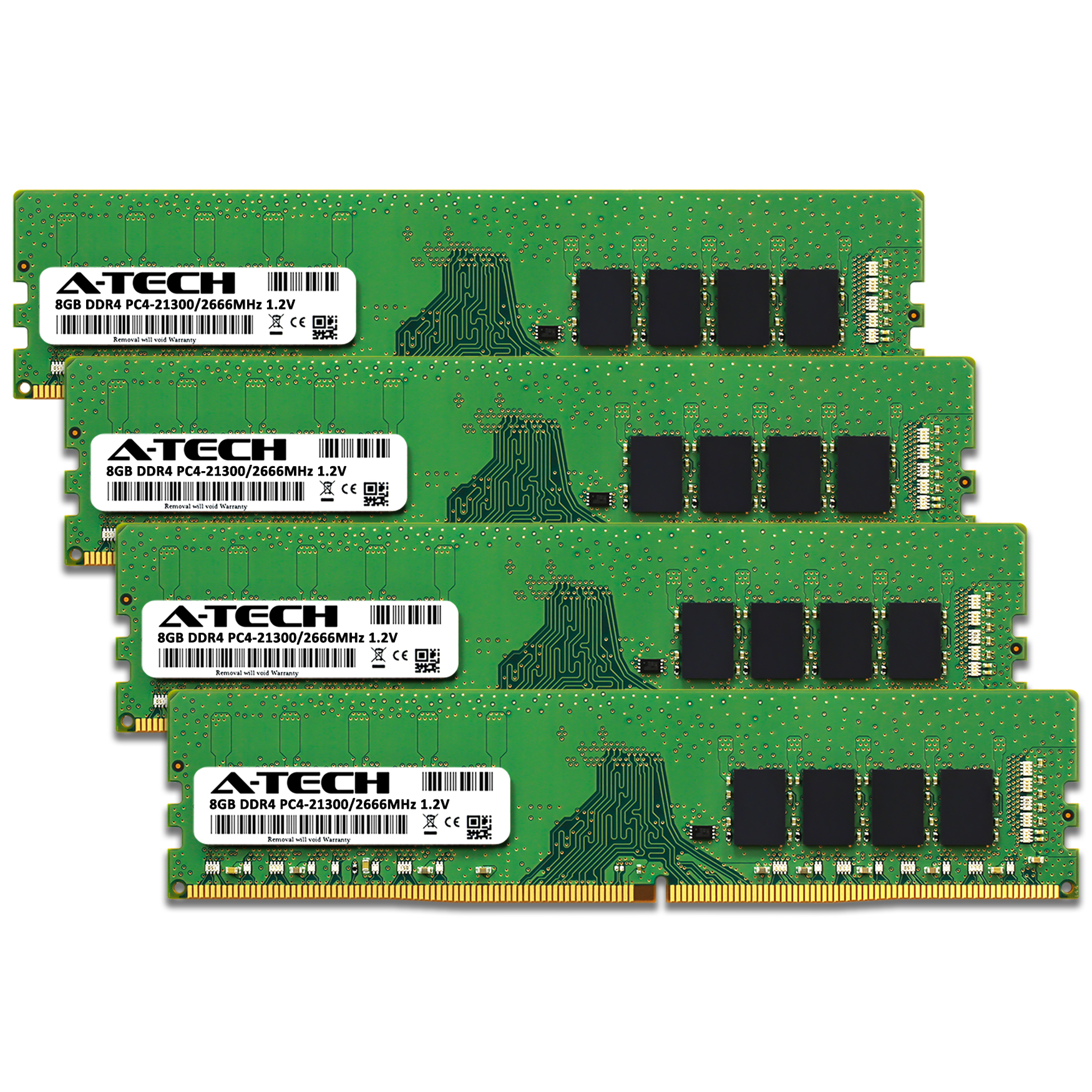 A-Tech 32GB 4x 8GB DDR4 2666 PC4-21300 Desktop 288-Pin DIMM Memory
