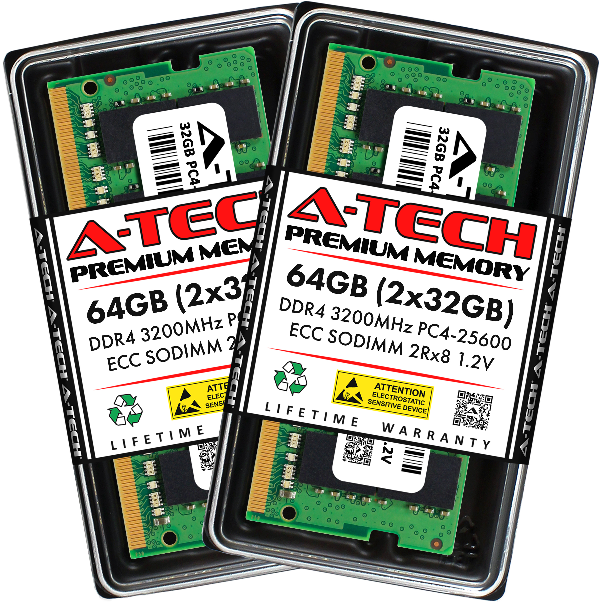 【新品未使用】A-TECH 64GB DDR4 2933MHz ECC RAM NEMIX RAM 64GB (2X32GB) DDR4 2933MHZ PC4-23400 2Rx8 1.2V