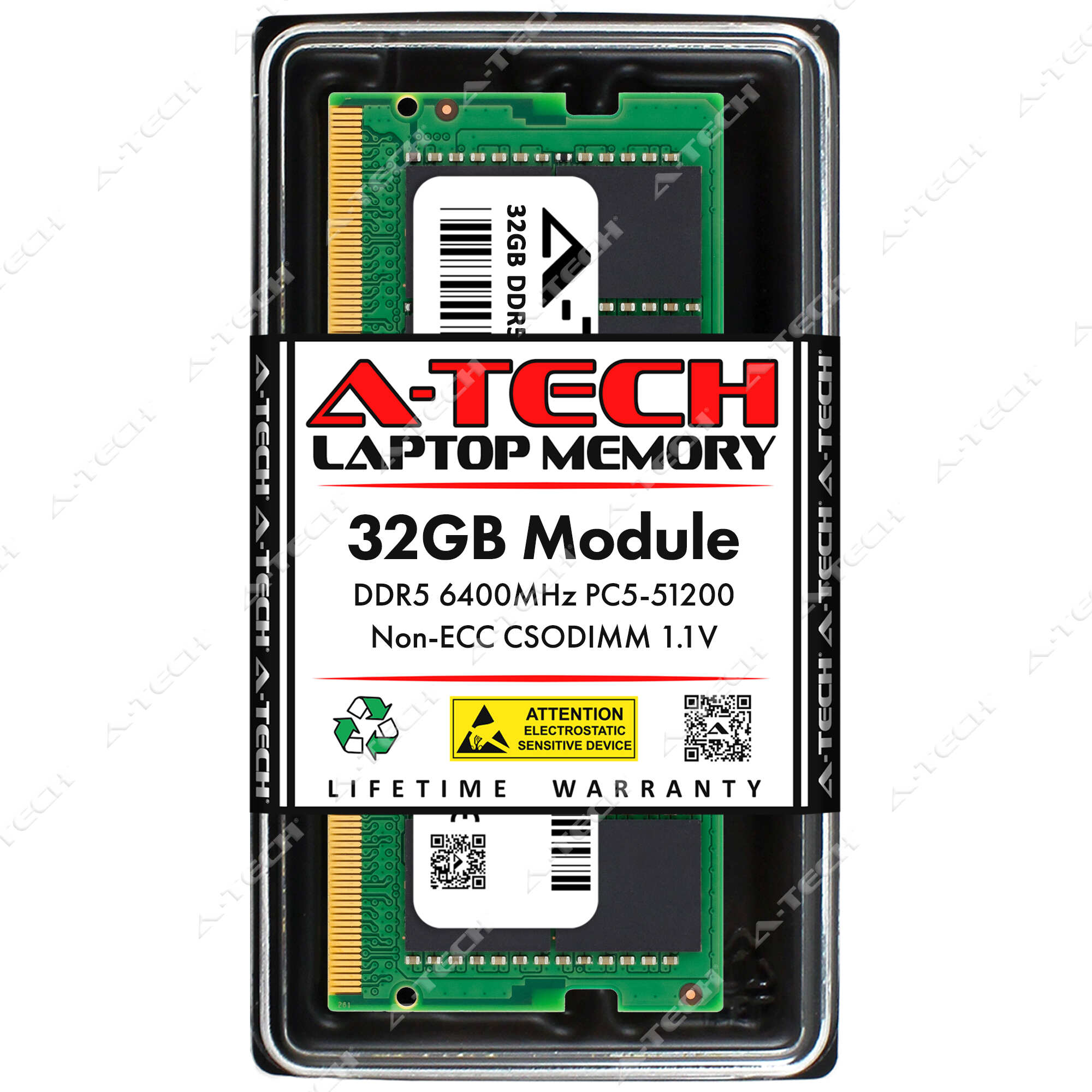 A-Tech 32GB PC5-51200 DDR5 6400 MHz CSODIMM Laptop Memory RAM 1x