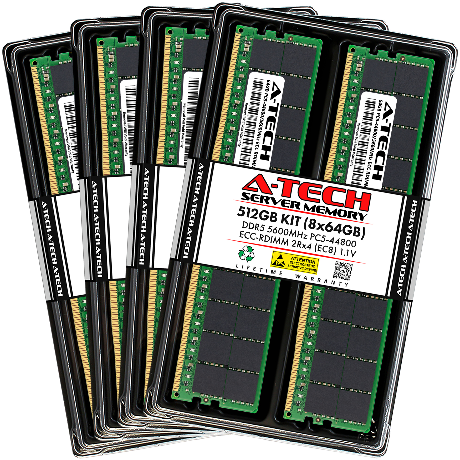 A-Tech 512GB 8x 64GB 2Rx4 PC5-44800R RDIMM DDR5 ECC REG EC8 Server