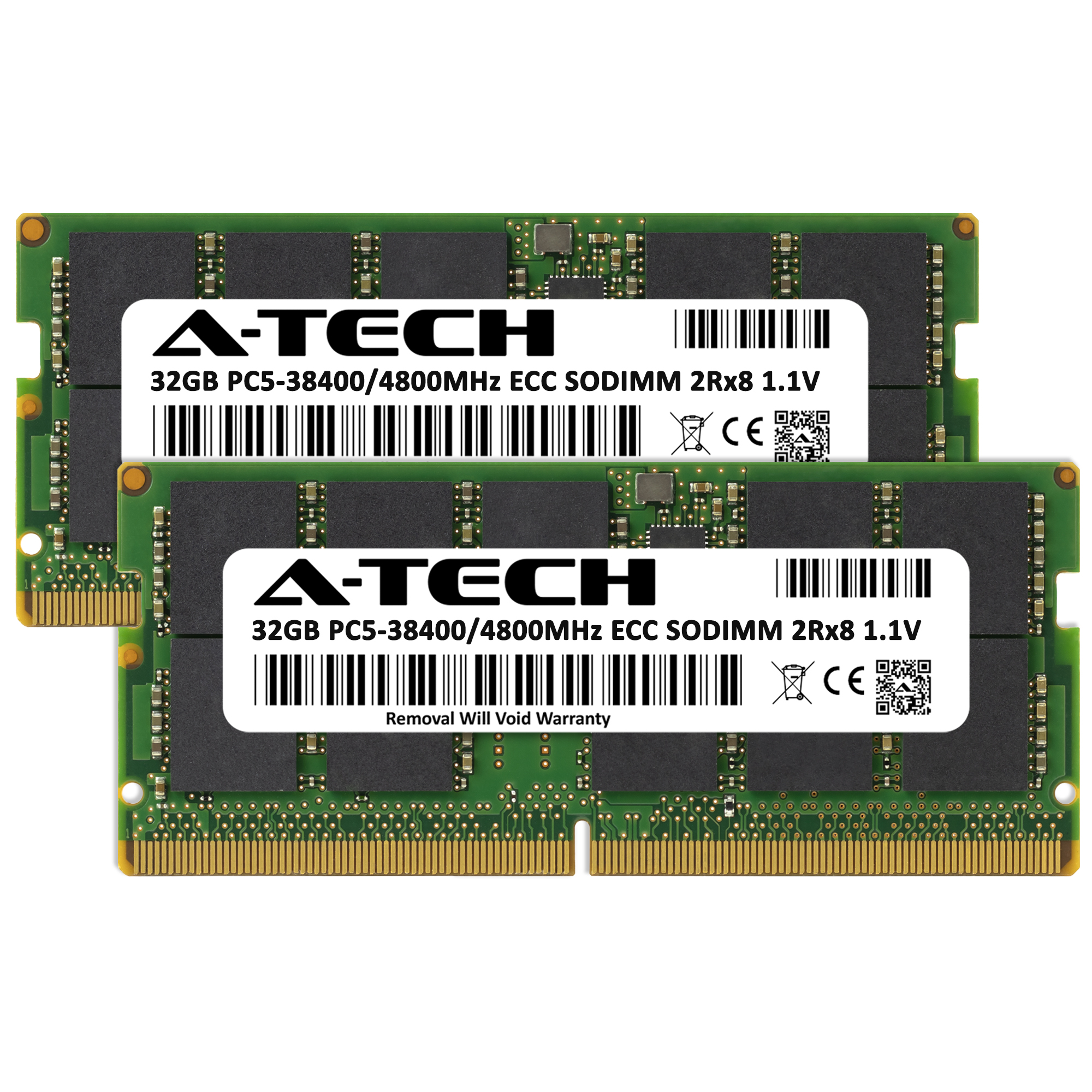 DDR5-4800 PC5-38400 64GB (32GB×2) A-Tech 64GB 2x 32GB 2Rx8 PC5-38400 DDR5 4800 MHz ECC SODIMM NAS