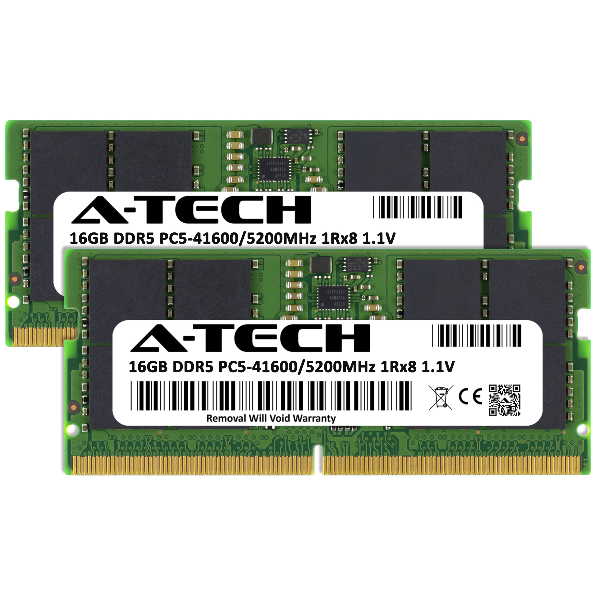 DDR5 5200 16gb×2(32gb) A-Tech 32GB 2x 16GB PC5-41600 DDR5 5200 MHz Non-ECC SODIMM Laptop