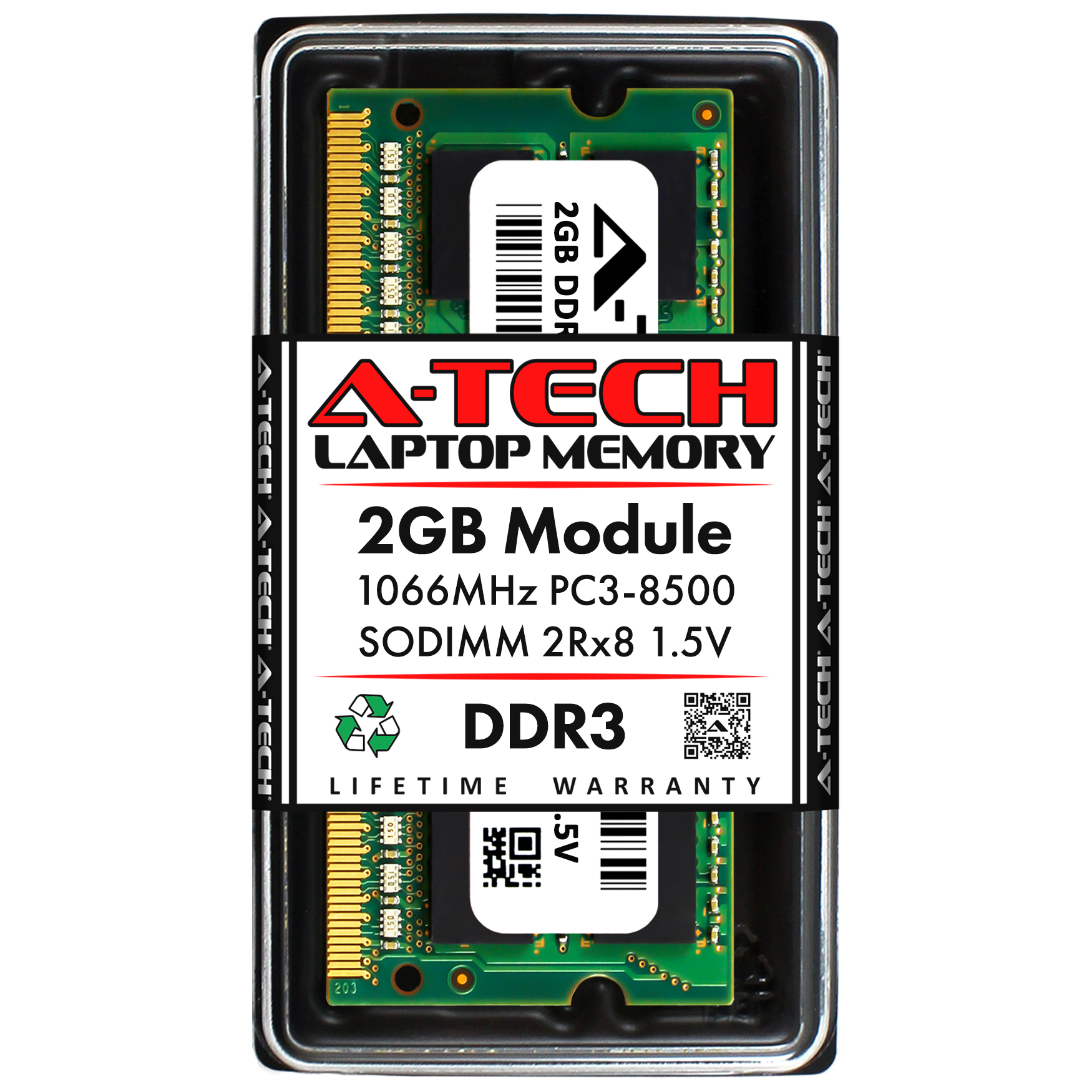 Mémoire RAM Nanya 2 Go DDR3 1066 MHz SODIMM - Réf. NT2GC64B8HC0NS-BE - Garantie 6 Mois