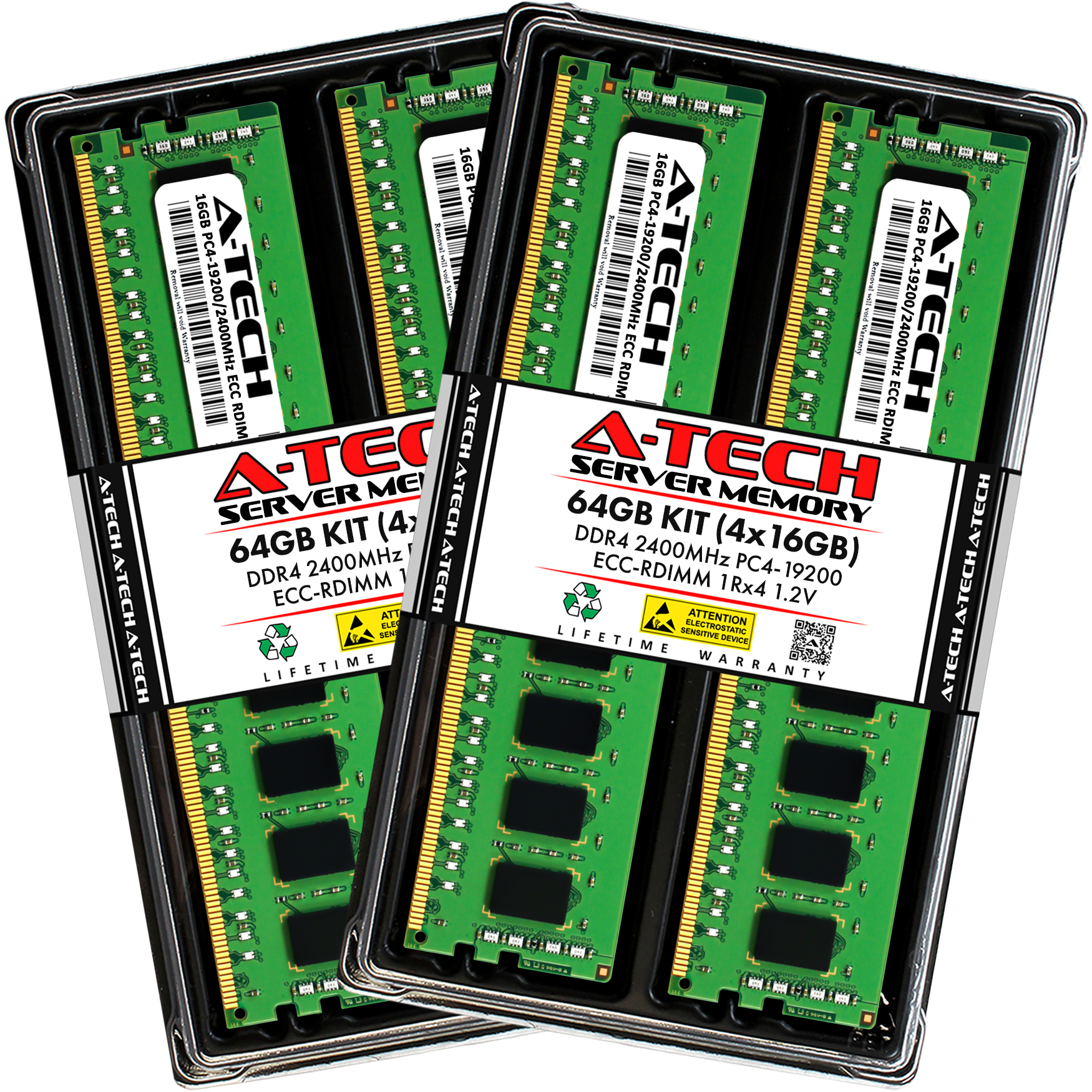 64GB (4x 16GB) DDR4 PC4-2400T-R ECC Reg Server Memory RAM for Ci