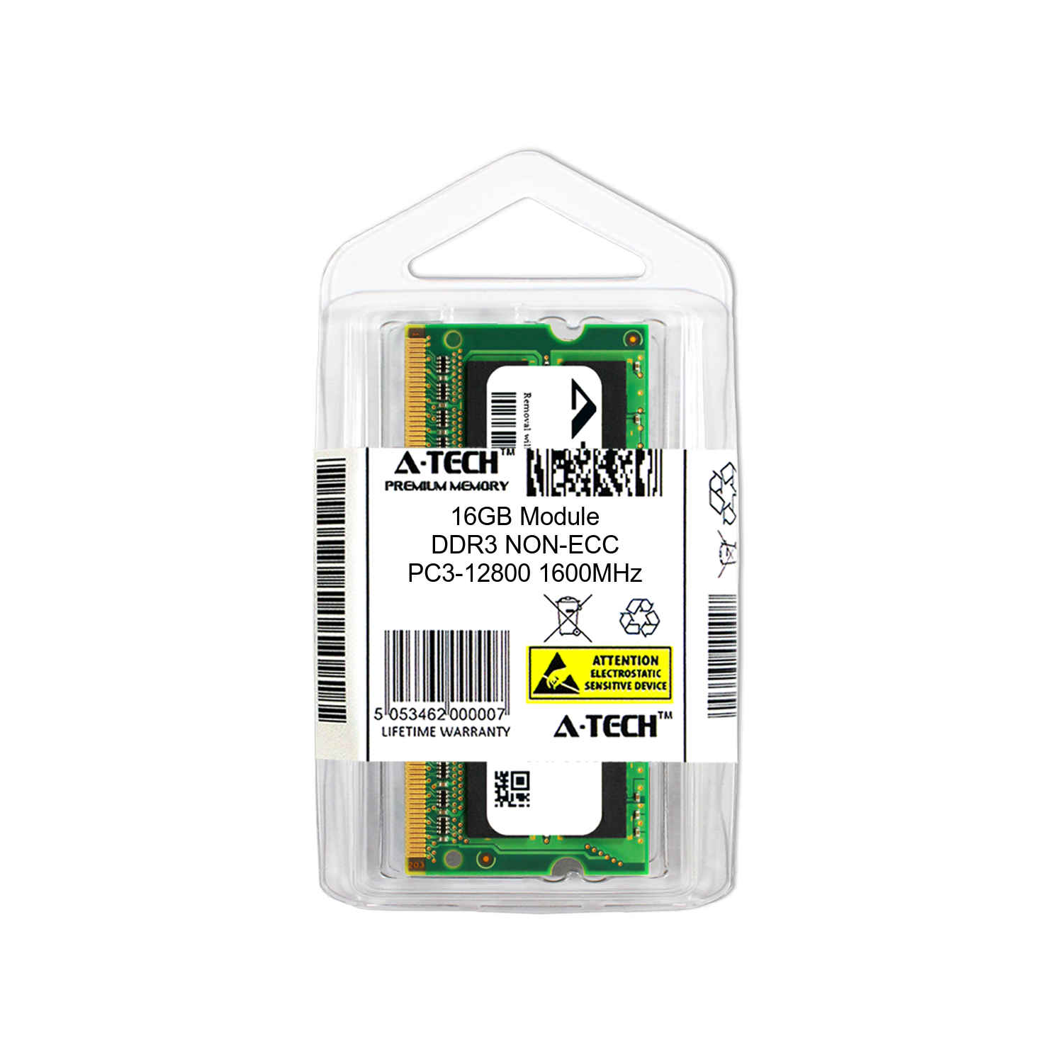 16GB DDR3 PC3-12800 SODIMM (Micron MT16KTF2G64HZ-1G6A1 Equivalent