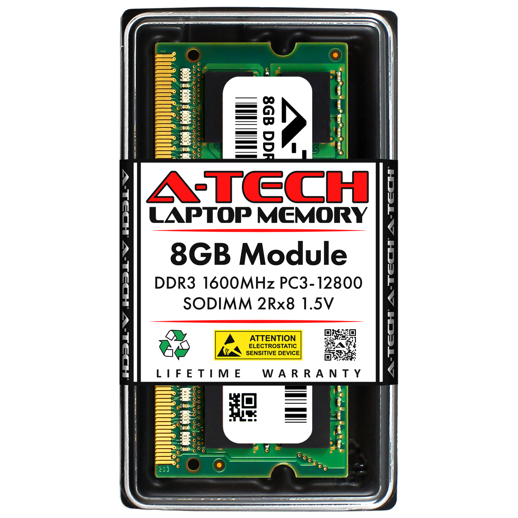 8GB DDR3 1600MHz PC3-12800 SODIMM (Replacement for HP H2P65AT