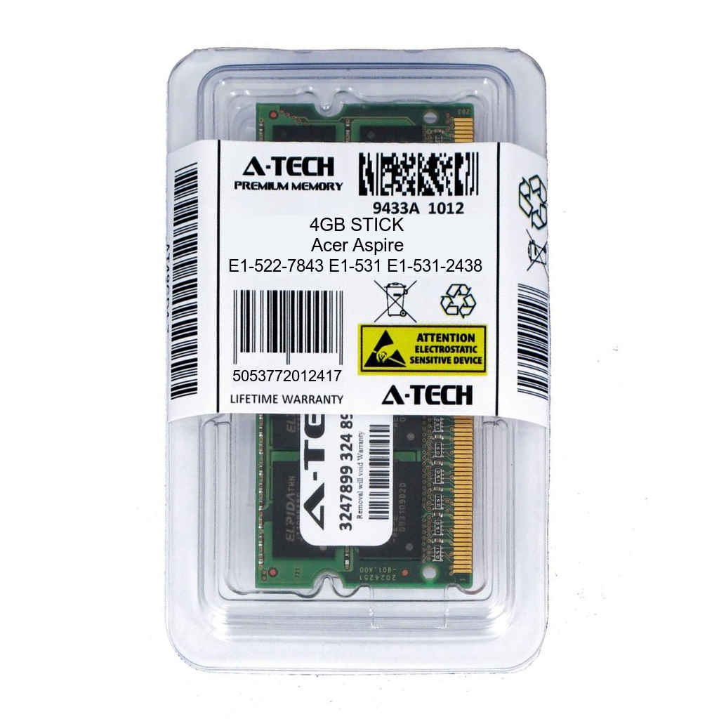4GB SODIMM Acer Aspire E1-522-7843 E1-531 E1-531-2438 E1-531-2621 Ram Memory