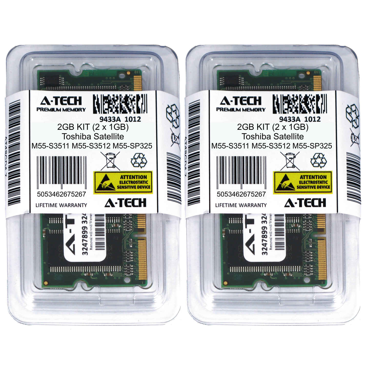 2GB KIT 2 x 1GB Toshiba Satellite M55-S3511 M55-S3512 M55-SP325 Ram Memory